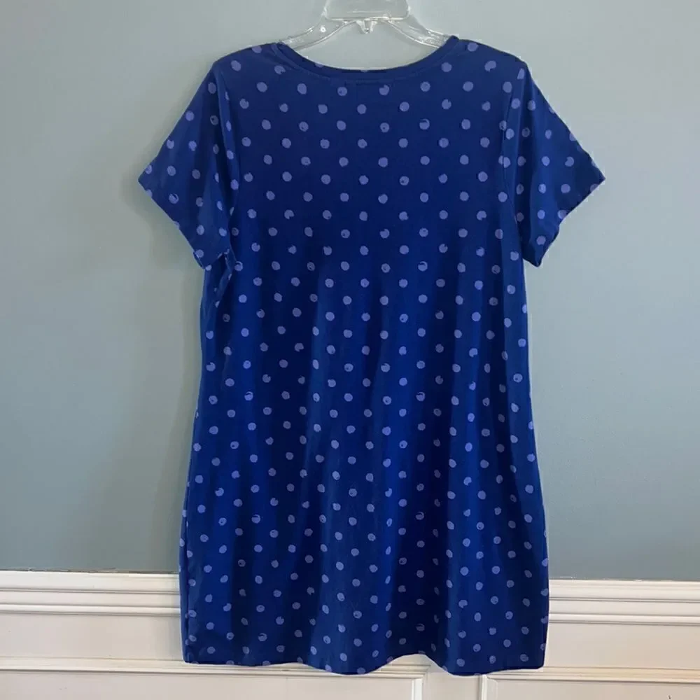 Isaac Mizrahi Women’s Large short sleeve blue and purple cute polka dot dress